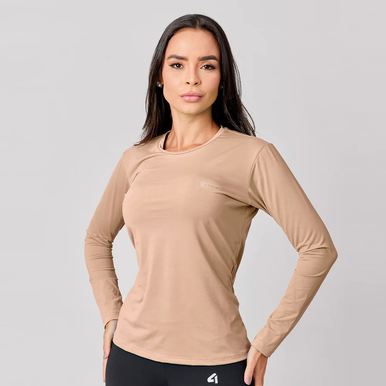 BLUSA DRY TECH FEMININA MANGA LONGA 4CLIMB MARROM CLARO
