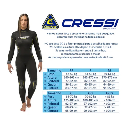 MACACÃO FEMININO DE NEOPRENE 5MM FAST LADY CRESSI AMARELO