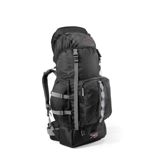 MOCHILA MONTANHA 75 TRILHAS E RUMOS PRETO C/ FITA CINZA