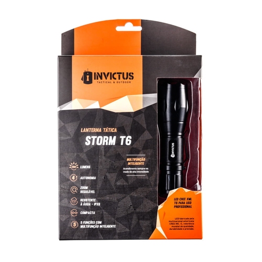 LANTERNA STORM T6 RECARREGÁVEL INVICTUS