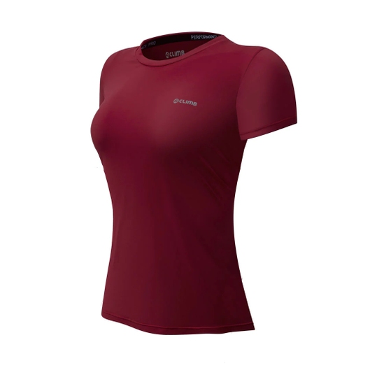 BLUSA DRY TECH FEMININA MANGA CURTA 4CLIMB VERMELHO ESCURO