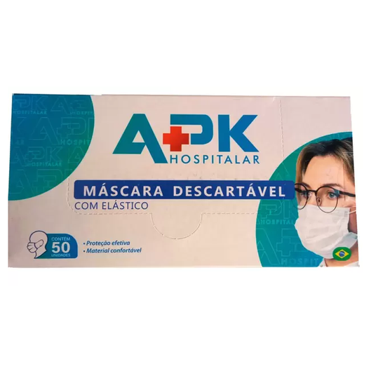 MÁSCARA DESCARTÁVEL C/ ELÁSTICO  APK HOSPITALAR