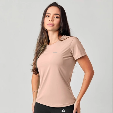 BLUSA DRY TECH FEMININA MANGA CURTA 4CLIMB MARROM CLARO