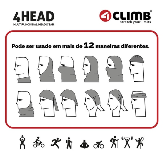 BANDANA 4HEAD DRY TECH 4CLIMB CINZA
