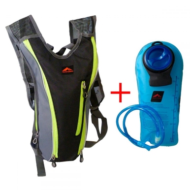 MOCHILA DE HIDRATAÇÃO HIDRABAG C/ REFIL TRILHAS E RUMOS PRETO/CINZA ZIPER VERDE