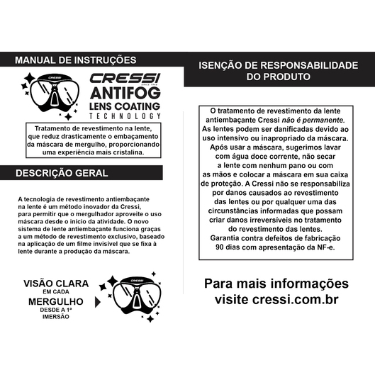 MÁSCARA A1 ANTI FOG CRESSI PRETO