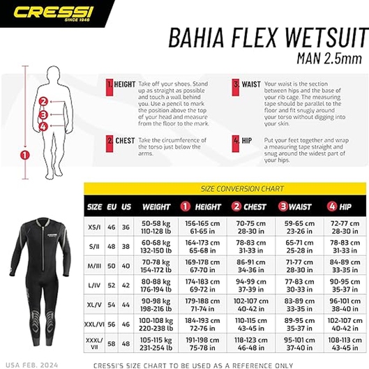 MACACÃO MASCULINO BAHIA FLEX 2.5MM CRESSI PRETO/CINZA