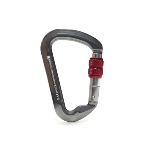 MOSQUETÃO ALUMINIO D TRV ROSCA CURVO 30KN SIDEUP CINZA/VERMELHO