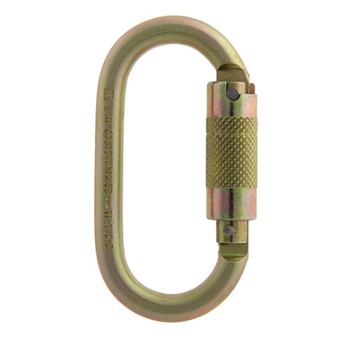 MOSQUETÃO AÇO OVAL TRIPLA TRAVA 25KN