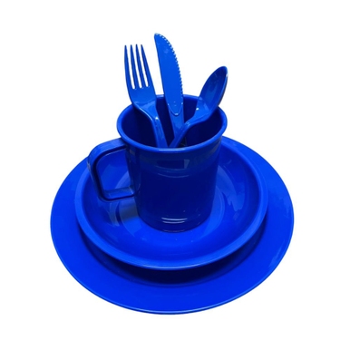 KIT COZINHA P/ 1P CAMP DINNER (6PCS) 360 DEGREES AZUL ESCURO