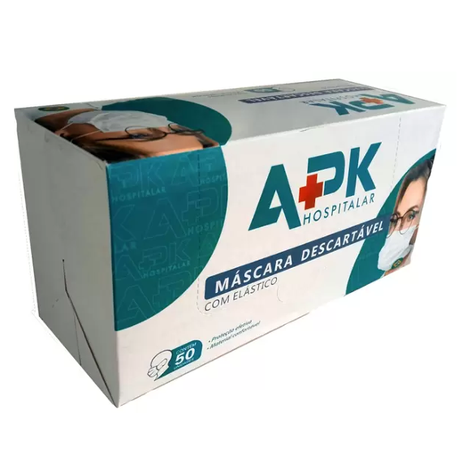 MÁSCARA DESCARTÁVEL C/ ELÁSTICO  APK HOSPITALAR