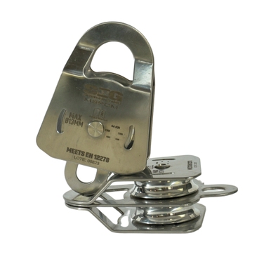 POLIA DUPLA INOX MOVEL COM ROLDANAS EM ALUMINIO +SEG